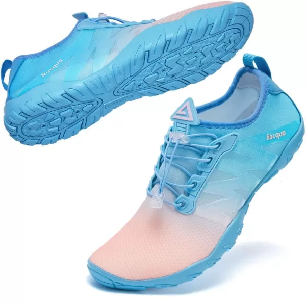 Racqua Water Shoes Men Women Quick Dry Gradient Colors Barefoot Aqua Athletic Sports Swim Surf Beach ShoesHd131wpinkBlue