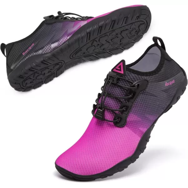 Racqua Water Shoes Men Women Quick Dry Gradient Colors Barefoot Aqua Athletic Sports Swim Surf Beach ShoesHd131wroseBlack