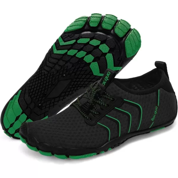 Racqua Water Shoes Quick Dry Barefoot Beach Aqua Sport Swim Surf Pool Hiking Diving Walking for Men WomenWz116blackGreen