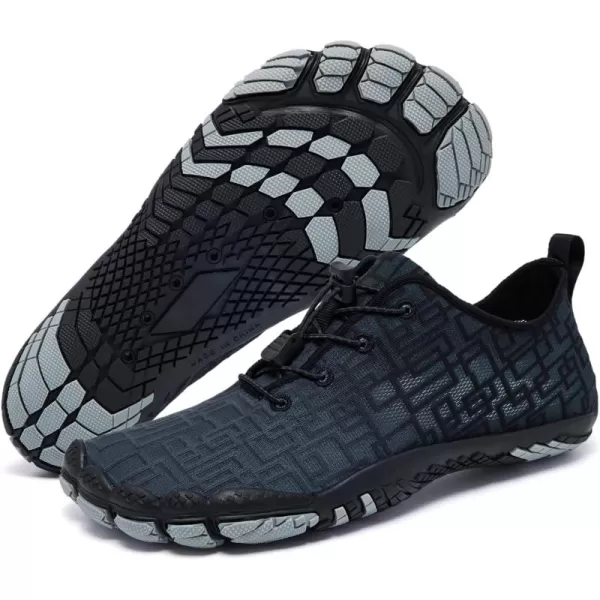 Racqua Water Shoes Quick Dry Barefoot Beach Aqua Sport Swim Surf Pool Hiking Diving Walking for Men WomenWz213mgreyBlack