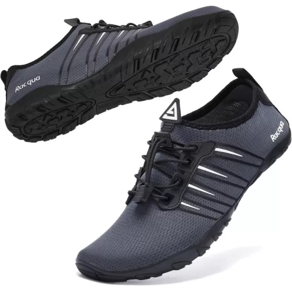 Racqua Water Shoes Quick Dry Barefoot Water Aqua Sport Beach Pool Swim Surf Diving for Men WomenHd102grey