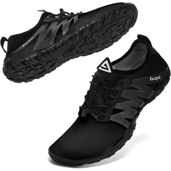 Racqua Mens Womens Water Shoes Quick Dry Aqua Shoes Lightweight Barefoot Swim Beach ShoesHd131wblack