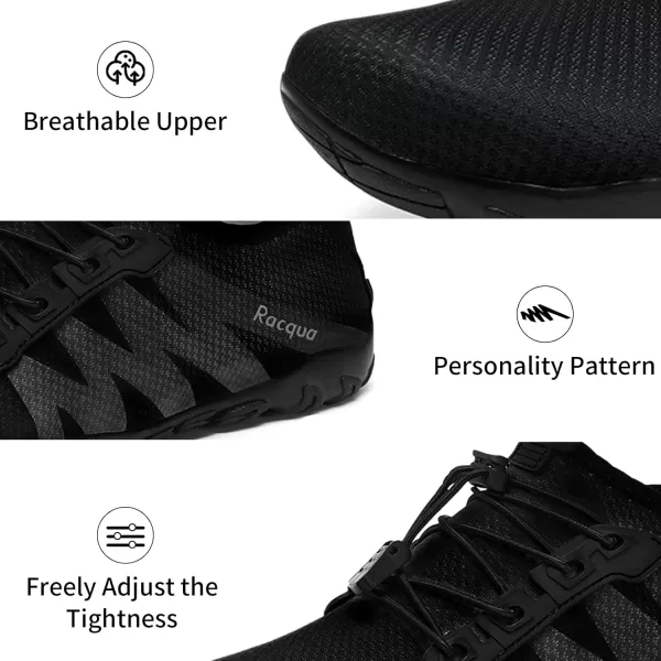Racqua Mens Womens Water Shoes Quick Dry Aqua Shoes Lightweight Barefoot Swim Beach ShoesHd131wblack