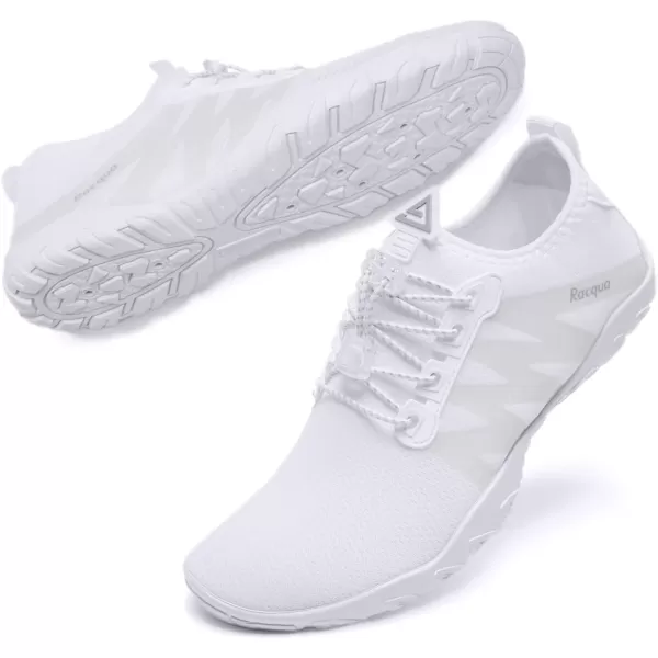 Racqua Mens Womens Water Shoes Quick Dry Aqua Shoes Lightweight Barefoot Swim Beach ShoesHd131white