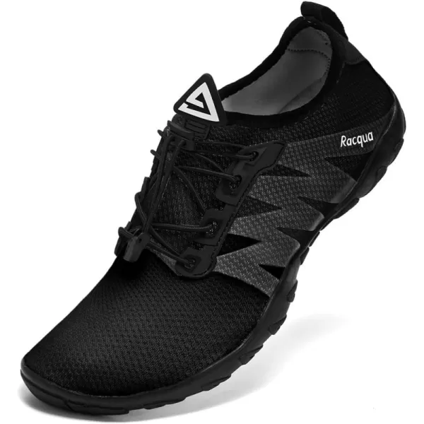 Racqua Mens Womens Water Shoes Quick Dry Aqua Shoes Lightweight Barefoot Swim Beach ShoesHd131wblack