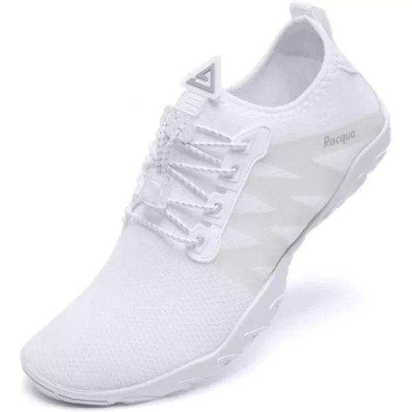 Racqua Mens Womens Water Shoes Quick Dry Aqua Shoes Lightweight Barefoot Swim Beach ShoesHd131white