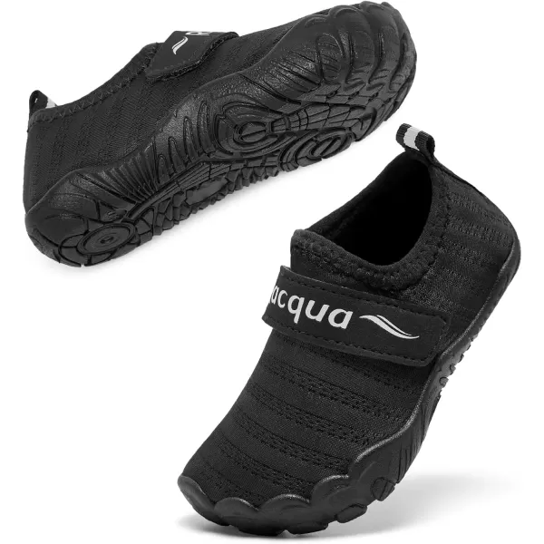 Racqua Toddler Water Shoes Boys Girls Aqua Shoes Kids Quick Dry Beach Shoes Barefoot ShoesWzk169tblack