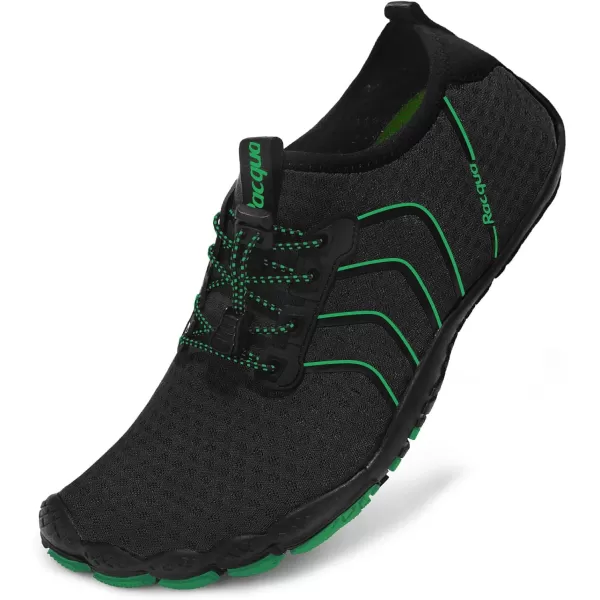 Racqua Water Shoes Quick Dry Barefoot Beach Aqua Sport Swim Surf Pool Hiking Diving Walking for Men WomenWz116blackGreen