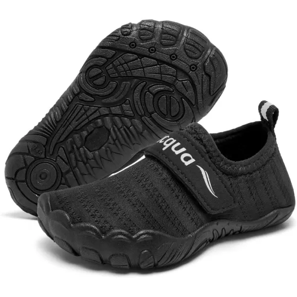 Racqua Toddler Water Shoes Boys Girls Aqua Shoes Kids Quick Dry Beach Shoes Barefoot ShoesWzk169tblack