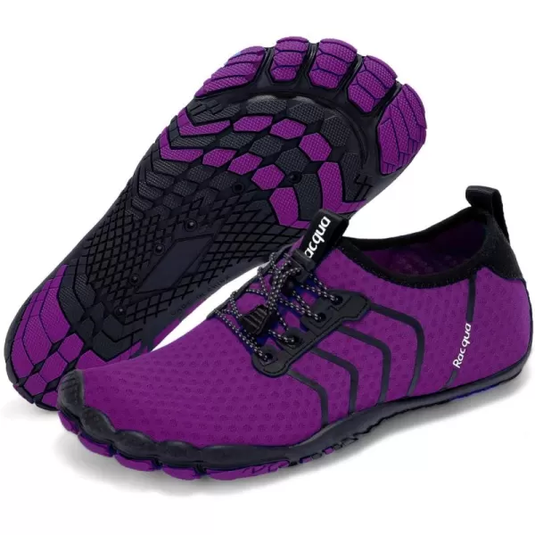 Racqua Water Shoes Quick Dry Barefoot Beach Aqua Sport Swim Surf Pool Hiking Diving Walking for Men WomenWz111purple