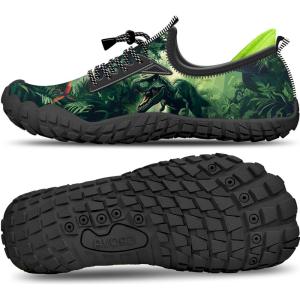 imageBuiltin Heel Grips Water Shoes for Kids Girls Boys Hiking Wide Barefoot Swim Beach Pool Big KidPrehistoric Dinosaur