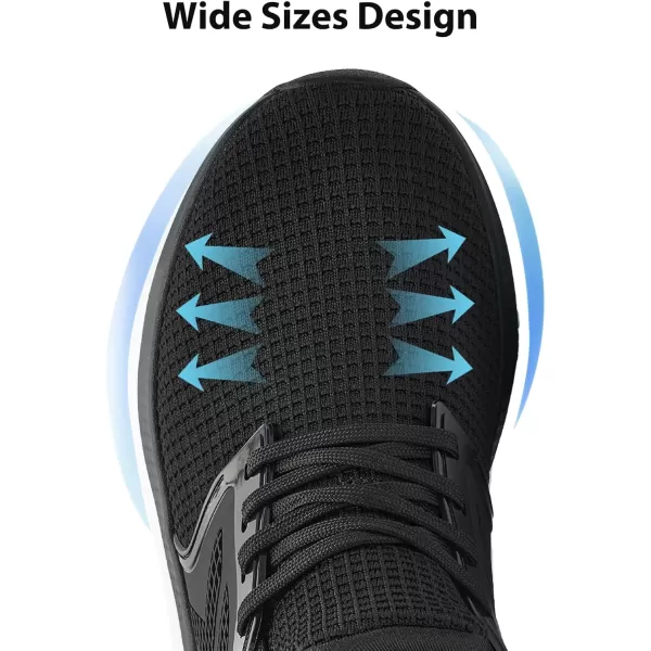 Mens White Sneaker Tennis Shoes  Slip On Running Shoes Memory Foam Lightweight Casual Walking Shoes for Athletic Workout GymAll Black