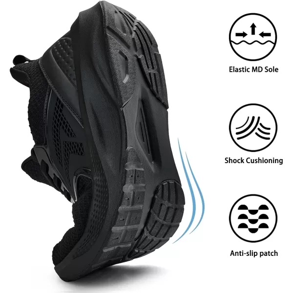 Mens White Sneaker Tennis Shoes  Slip On Running Shoes Memory Foam Lightweight Casual Walking Shoes for Athletic Workout GymAll Black