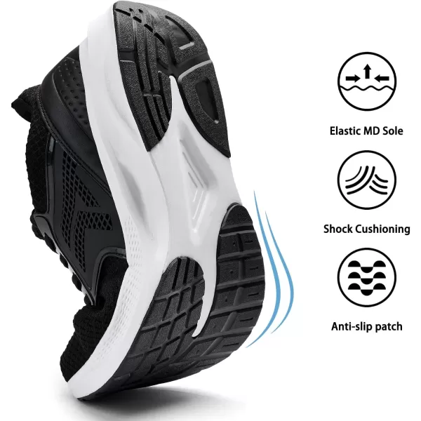 Mens White Sneaker Tennis Shoes  Slip On Running Shoes Memory Foam Lightweight Casual Walking Shoes for Athletic Workout GymBlack