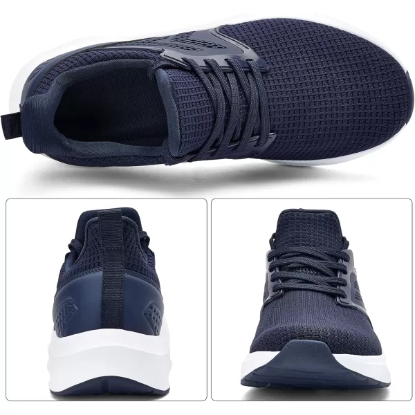 Mens White Sneaker Tennis Shoes  Slip On Running Shoes Memory Foam Lightweight Casual Walking Shoes for Athletic Workout GymBlue