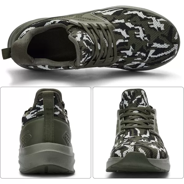 Mens White Sneaker Tennis Shoes  Slip On Running Shoes Memory Foam Lightweight Casual Walking Shoes for Athletic Workout GymCamouflage Green