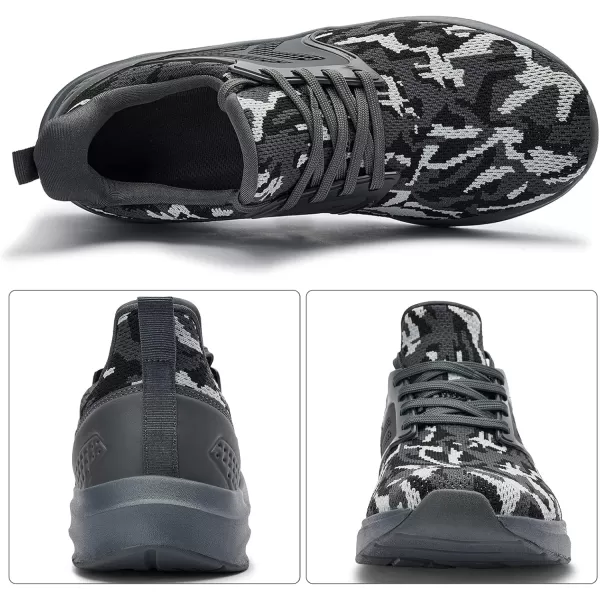 Mens White Sneaker Tennis Shoes  Slip On Running Shoes Memory Foam Lightweight Casual Walking Shoes for Athletic Workout GymCamouflage Grey