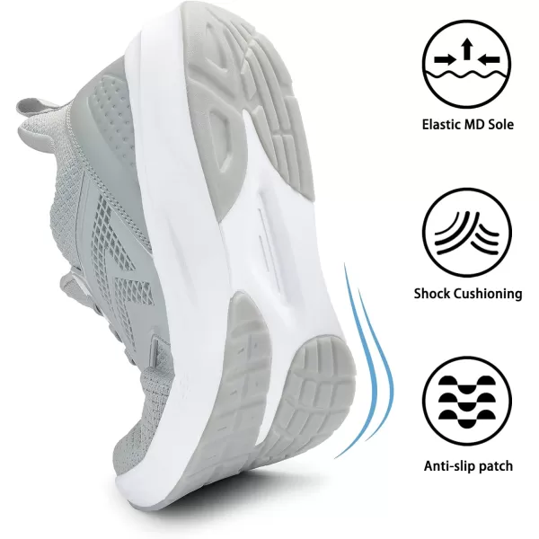 Mens White Sneaker Tennis Shoes  Slip On Running Shoes Memory Foam Lightweight Casual Walking Shoes for Athletic Workout GymGrey