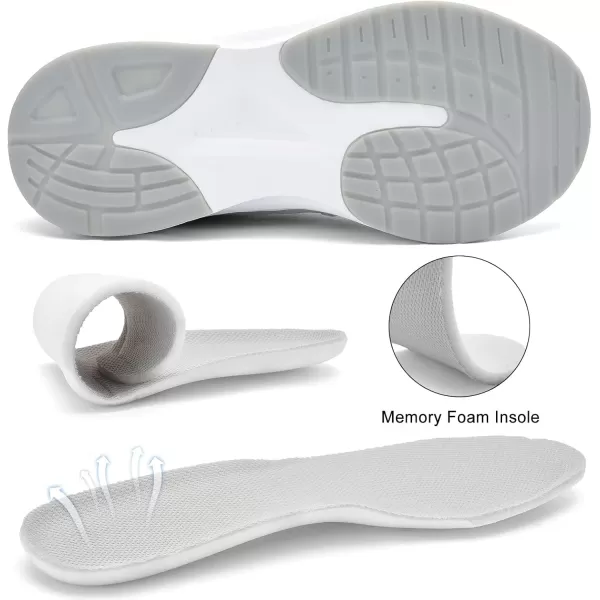 Mens White Sneaker Tennis Shoes  Slip On Running Shoes Memory Foam Lightweight Casual Walking Shoes for Athletic Workout GymGrey