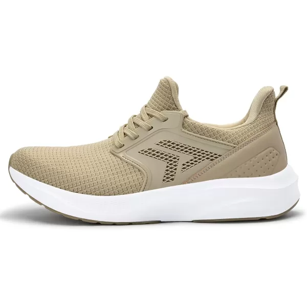 Mens White Sneaker Tennis Shoes  Slip On Running Shoes Memory Foam Lightweight Casual Walking Shoes for Athletic Workout GymKhaki