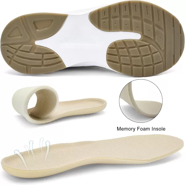 Mens White Sneaker Tennis Shoes  Slip On Running Shoes Memory Foam Lightweight Casual Walking Shoes for Athletic Workout GymKhaki