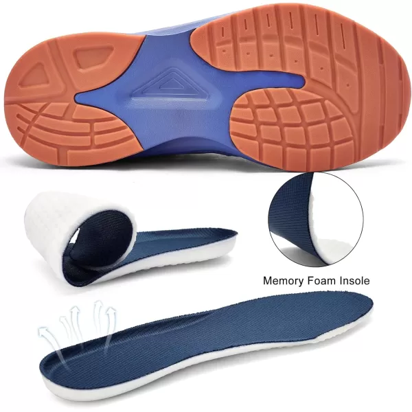 Mens White Sneaker Tennis Shoes  Slip On Running Shoes Memory Foam Lightweight Casual Walking Shoes for Athletic Workout GymVista Blue
