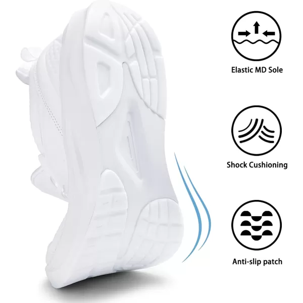 Mens White Sneaker Tennis Shoes  Slip On Running Shoes Memory Foam Lightweight Casual Walking Shoes for Athletic Workout GymWhite
