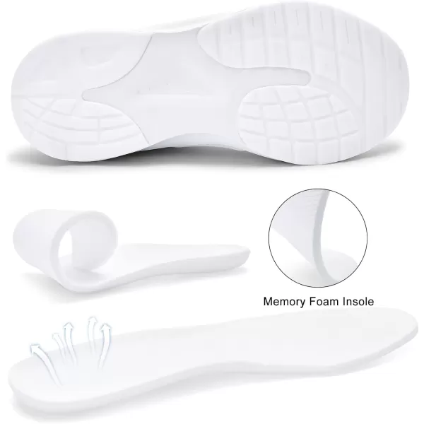 Mens White Sneaker Tennis Shoes  Slip On Running Shoes Memory Foam Lightweight Casual Walking Shoes for Athletic Workout GymWhite
