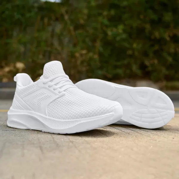 Mens White Sneaker Tennis Shoes  Slip On Running Shoes Memory Foam Lightweight Casual Walking Shoes for Athletic Workout GymWhite