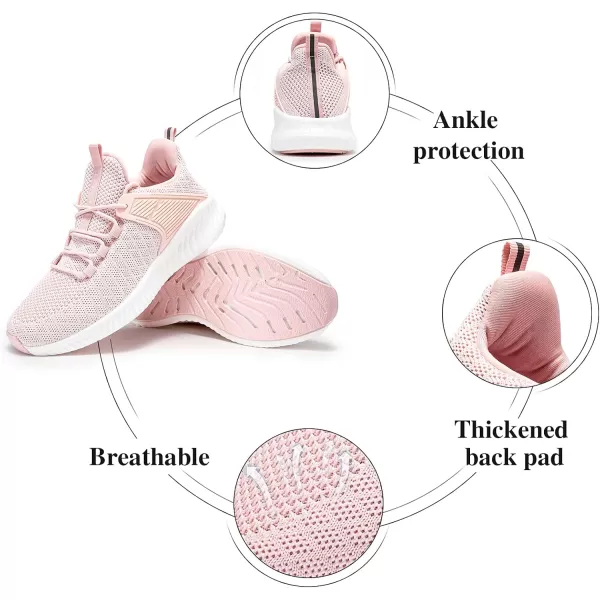 Running Shoes Womens  Ladies Workout Walking Sneakers Support Lightweight Breathable Walk Athletic Shoes Pink Size 9