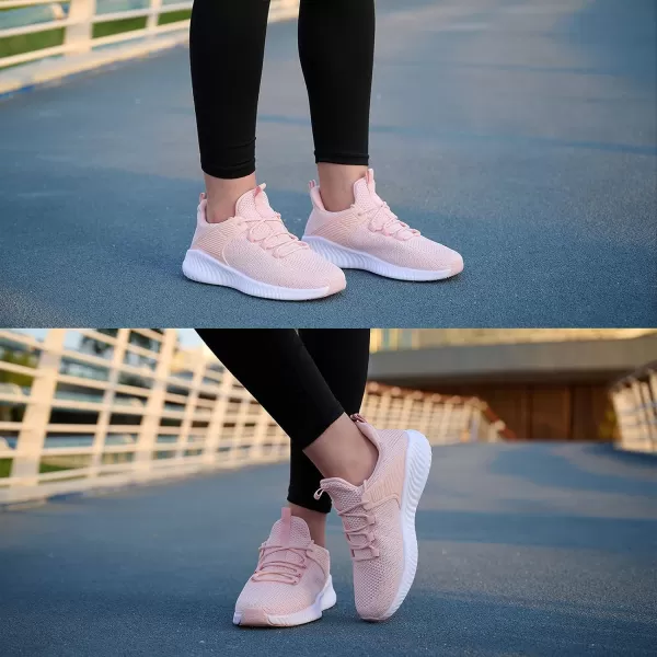 Running Shoes Womens  Ladies Workout Walking Sneakers Support Lightweight Breathable Walk Athletic Shoes Pink Size 9