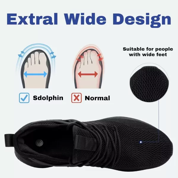 SDolphin Mens Running Shoes Sneakers  Tennis Workout Walking Gym Athletic Rubber Sole Breathable Comfortable Non Slip Fashion ShoesAall Black