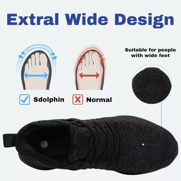 SDolphin Mens Running Shoes Sneakers  Tennis Workout Walking Gym Athletic Rubber Sole Breathable Comfortable Non Slip Fashion ShoesBmix All Black