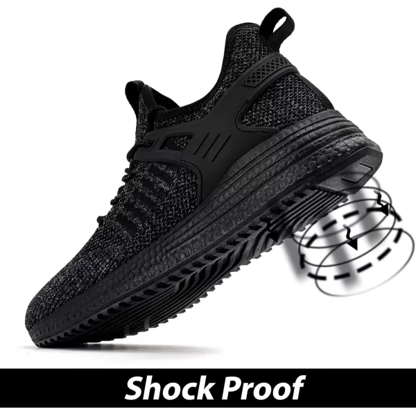 SDolphin Mens Running Shoes Sneakers  Tennis Workout Walking Gym Athletic Rubber Sole Breathable Comfortable Non Slip Fashion ShoesBmix All Black