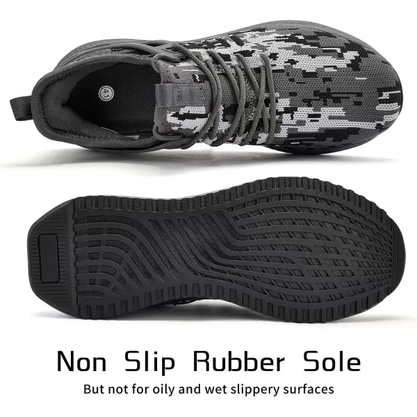 SDolphin Mens Running Shoes Sneakers  Tennis Workout Walking Gym Athletic Rubber Sole Breathable Comfortable Non Slip Fashion ShoesCamouflage Grey