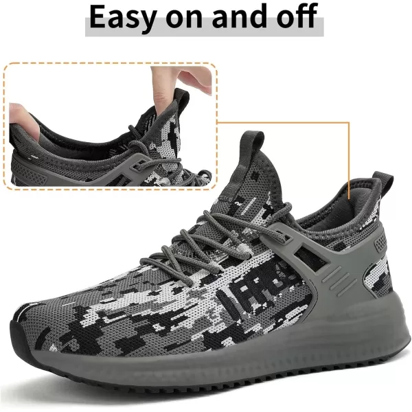 SDolphin Mens Running Shoes Sneakers  Tennis Workout Walking Gym Athletic Rubber Sole Breathable Comfortable Non Slip Fashion ShoesCamouflage Grey