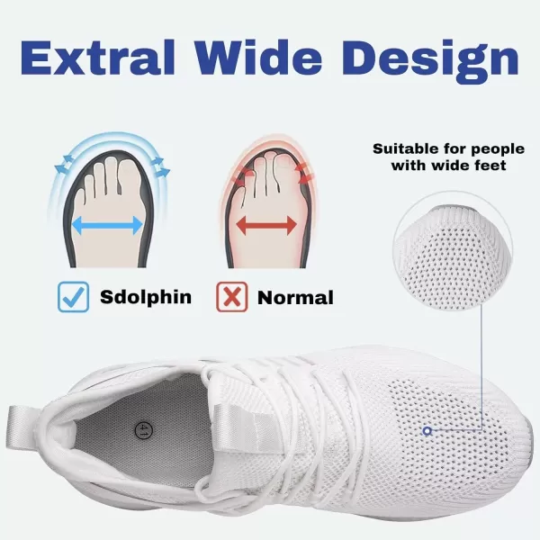 SDolphin Mens Running Shoes Sneakers  Tennis Workout Walking Gym Athletic Rubber Sole Breathable Comfortable Non Slip Fashion ShoesCwhite