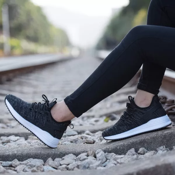 SDolphin Walking Running Shoes for Women  Lightweight Tennis Sneakers Gym Athletic Workout Fashion Nurse Memory Foam Non Slip on Nursing Walk Fashion Womans ShoesBlack White