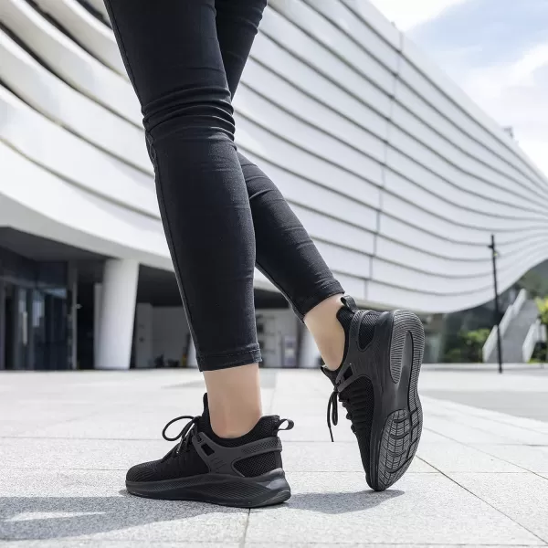 SDolphin Walking Shoes for Women Sneakers  Lightweight Tennis Running Shoes Women Slip on Workout Walk Gym Memory Foam Shoes All Black Size 8W