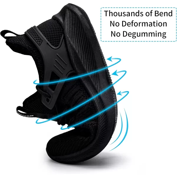SDolphin Walking Shoes for Women Sneakers  Lightweight Tennis Running Shoes Women Slip on Workout Walk Gym Memory Foam Shoes All Black Size 8W