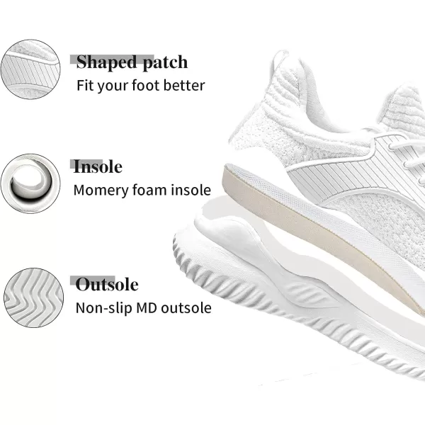 SDolphin Womens Walking Running Sneakers  Tennis Athletic Gym Shoes Ankle Support Lightweight Comfortable Workout White Size 8