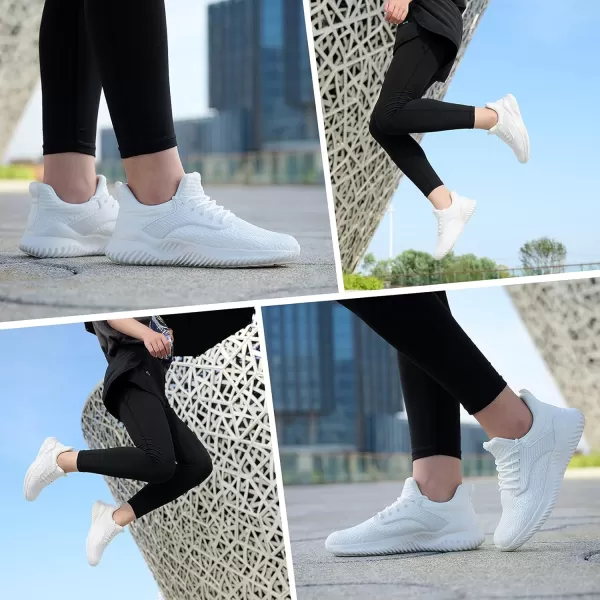SDolphin Womens Walking Running Sneakers  Tennis Athletic Gym Shoes Ankle Support Lightweight Comfortable Workout White Size 8