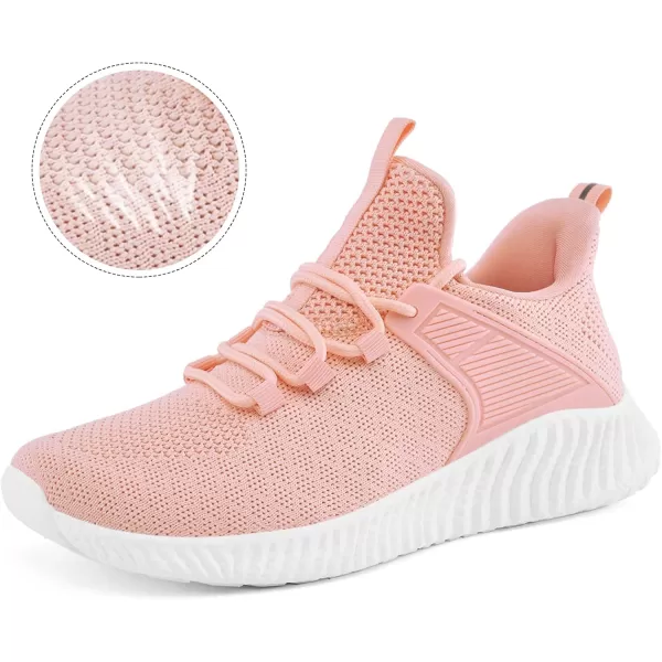 Womens Tennis Running Shoes  Ladies Workout Walking Sneakers Slip on Support Lightweight Breathable Athletic Shoes Peach Pink Size 85