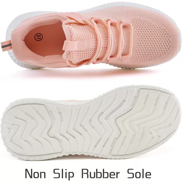 Womens Tennis Running Shoes  Ladies Workout Walking Sneakers Slip on Support Lightweight Breathable Athletic Shoes Peach Pink Size 85