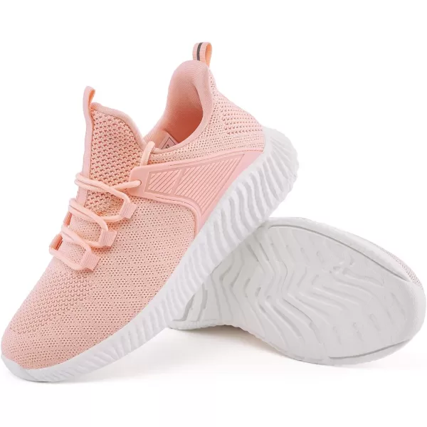 Womens Tennis Running Shoes  Ladies Workout Walking Sneakers Slip on Support Lightweight Breathable Athletic Shoes Peach Pink Size 85
