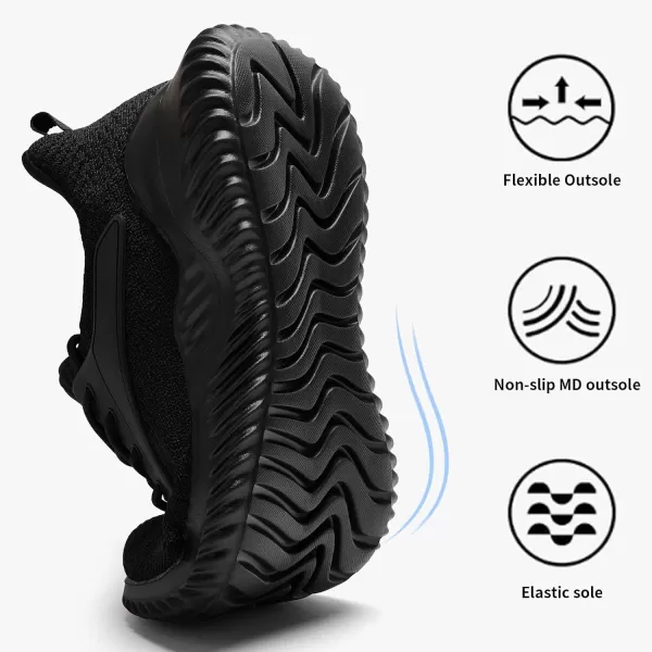 Womens Walking Shoes  Slip On Tennis Running Shoes Memory Foam Lightweight Breathable Comfortable Sneakers for Athletic Workout Gym NursingAll Black
