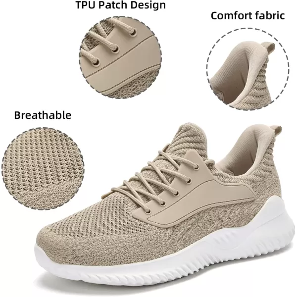Womens Walking Shoes  Slip On Tennis Running Shoes Memory Foam Lightweight Breathable Comfortable Sneakers for Athletic Workout Gym NursingBeige