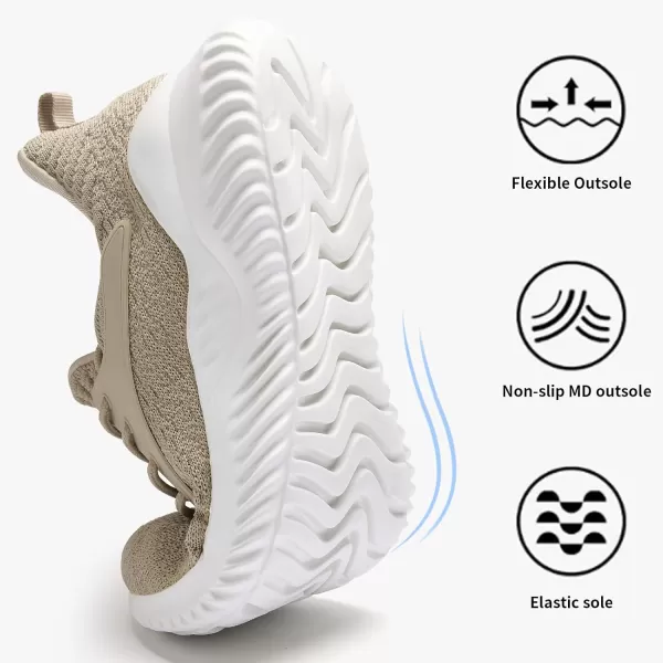 Womens Walking Shoes  Slip On Tennis Running Shoes Memory Foam Lightweight Breathable Comfortable Sneakers for Athletic Workout Gym NursingBeige