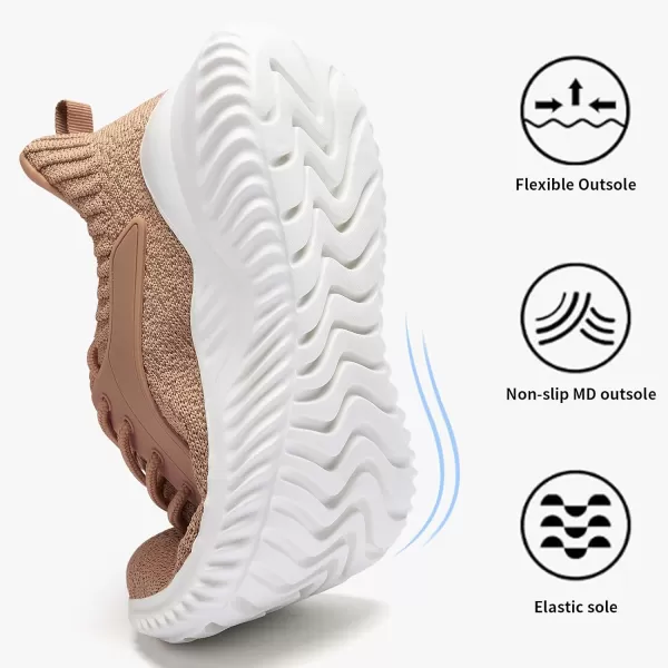 Womens Walking Shoes  Slip On Tennis Running Shoes Memory Foam Lightweight Breathable Comfortable Sneakers for Athletic Workout Gym NursingTan