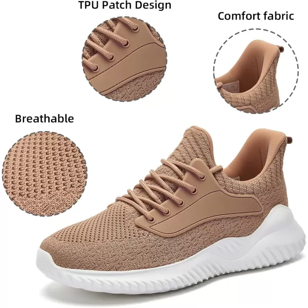 Womens Walking Shoes  Slip On Tennis Running Shoes Memory Foam Lightweight Breathable Comfortable Sneakers for Athletic Workout Gym NursingTan